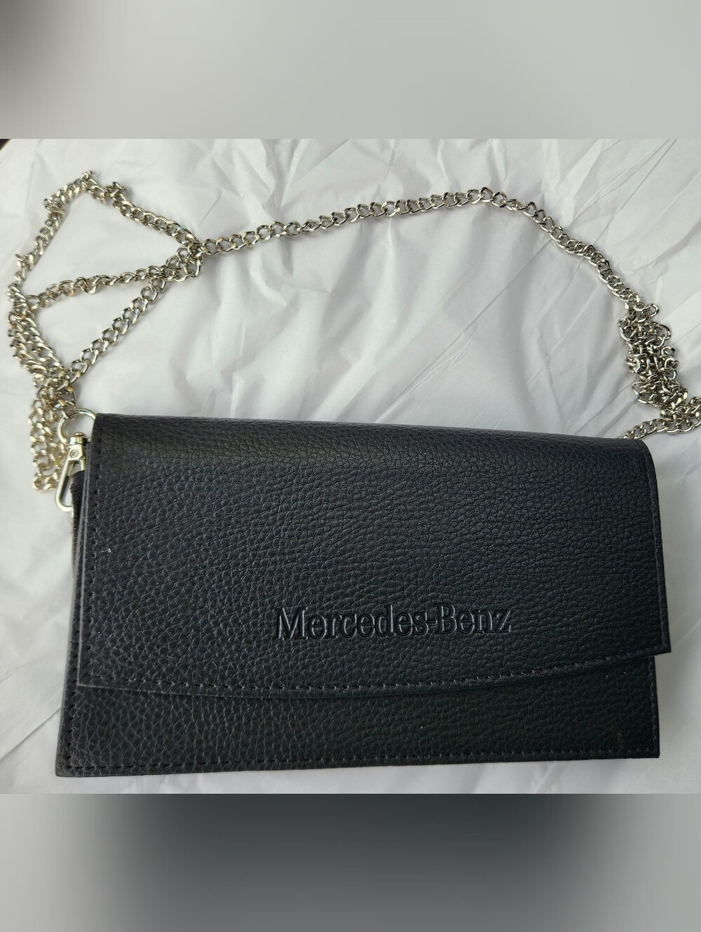 Mercedes-Benz Black Leather Crossbody Bag with Chain Strap